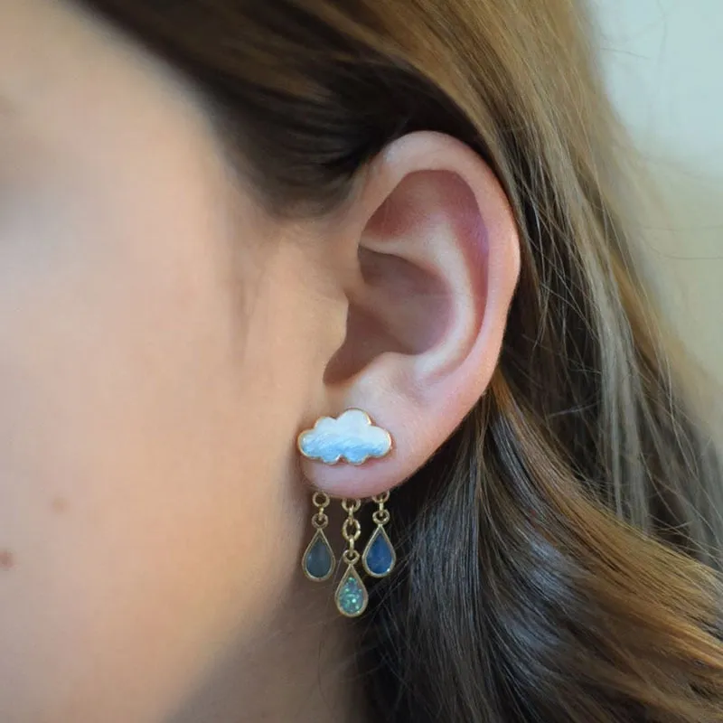 Fashion Jewelry Cloud and Lightning Stud Earrings For Women in Gold Color