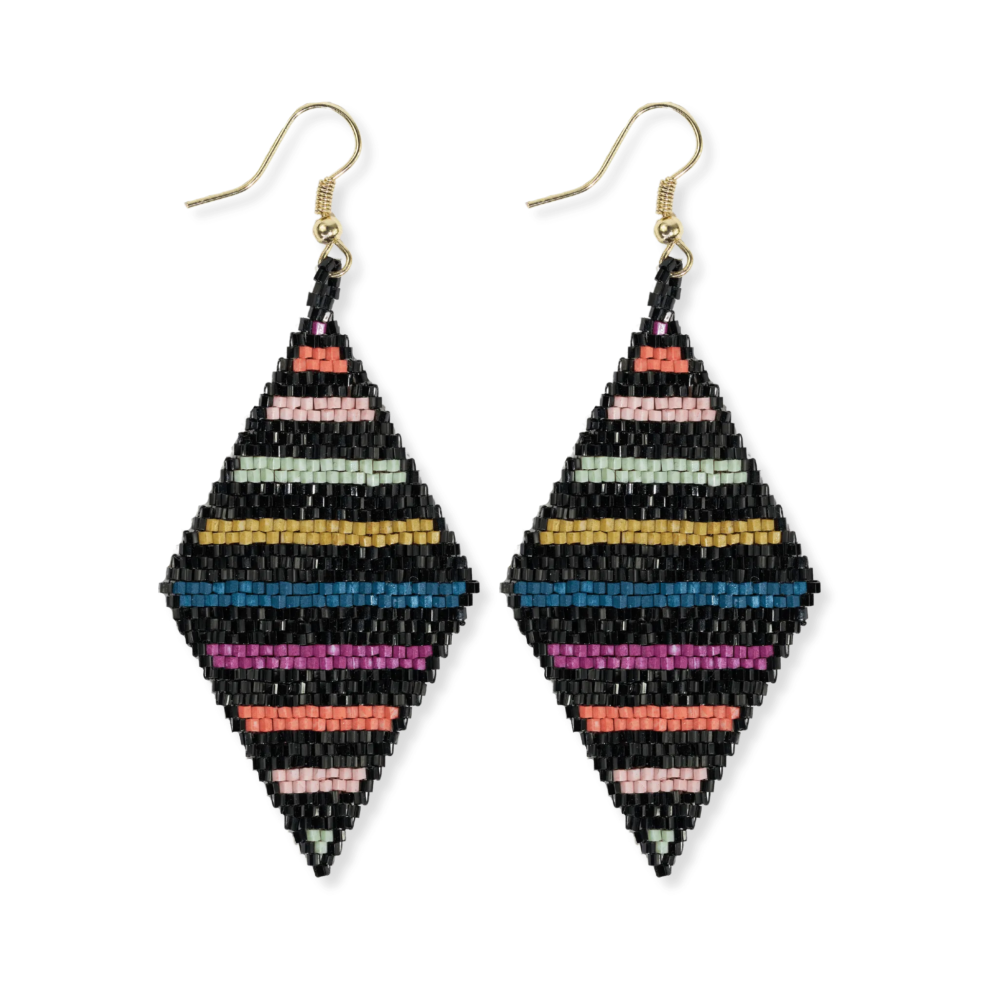 Frida Black Rainbow Beaded Earrings