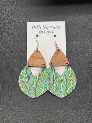 Garden Vibes Leather & Wood Dangles