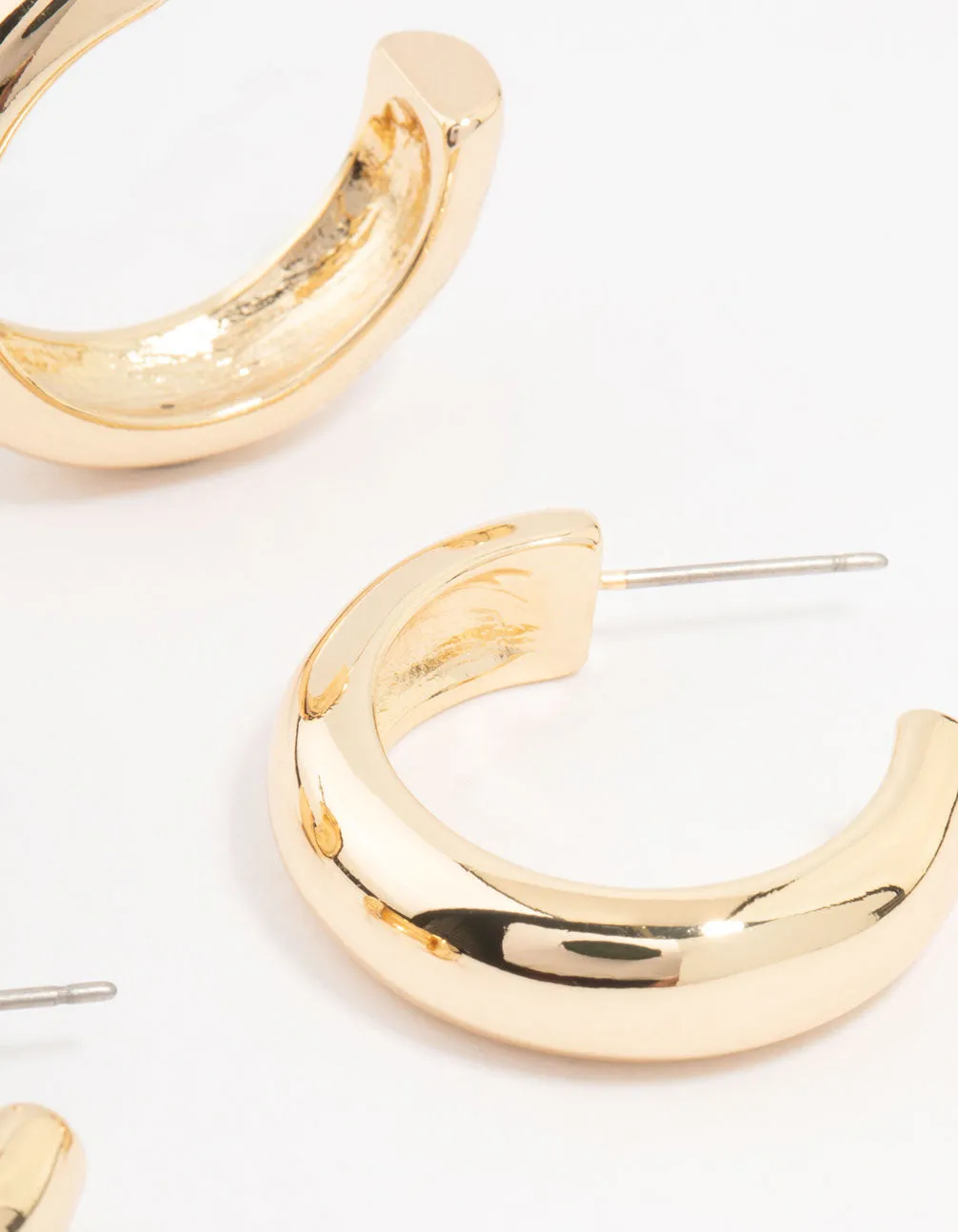 Gold Plated Chunky Hoop Earrings 2-Pack