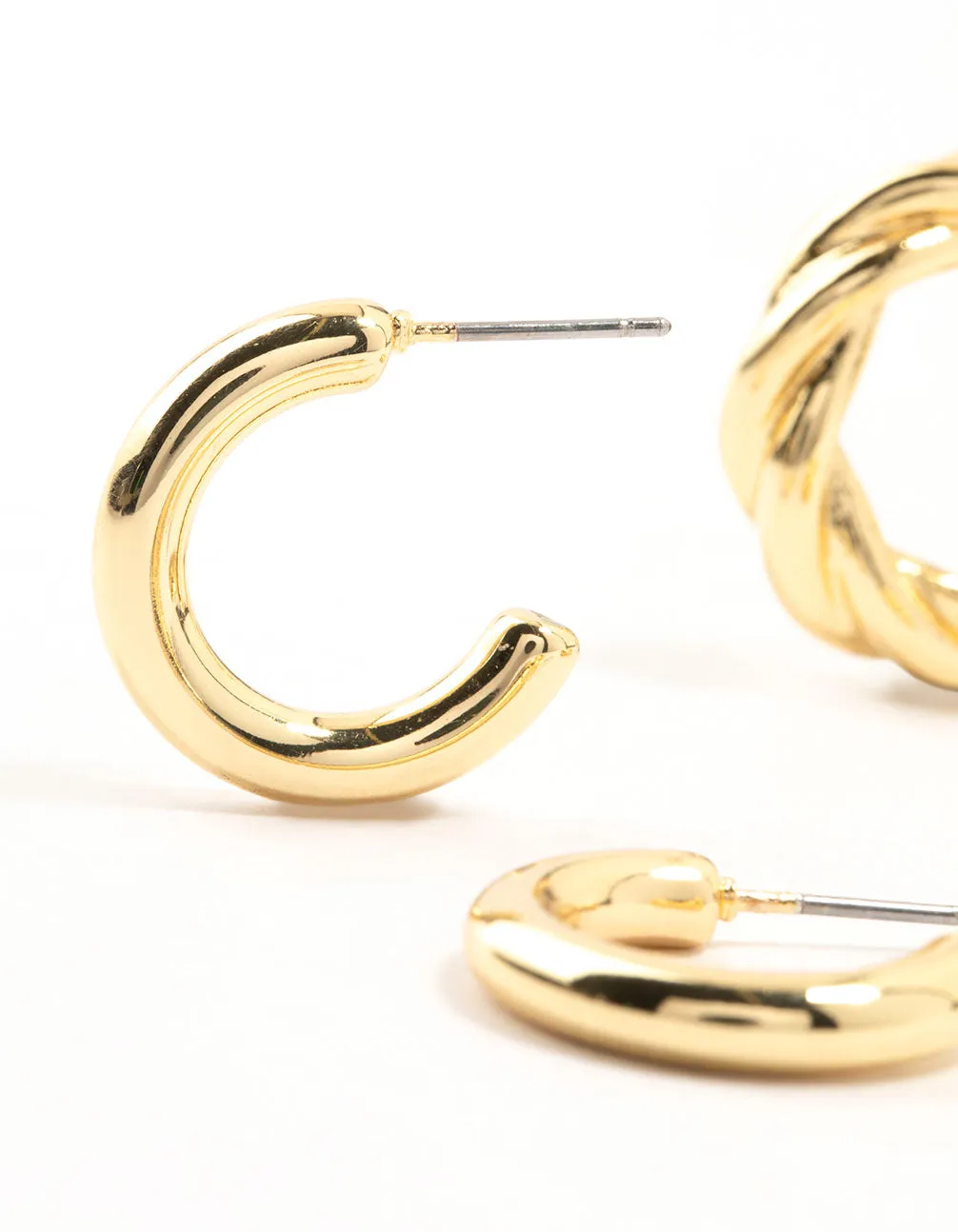 Gold Plated Classic Twisted Earrings 2-Pack