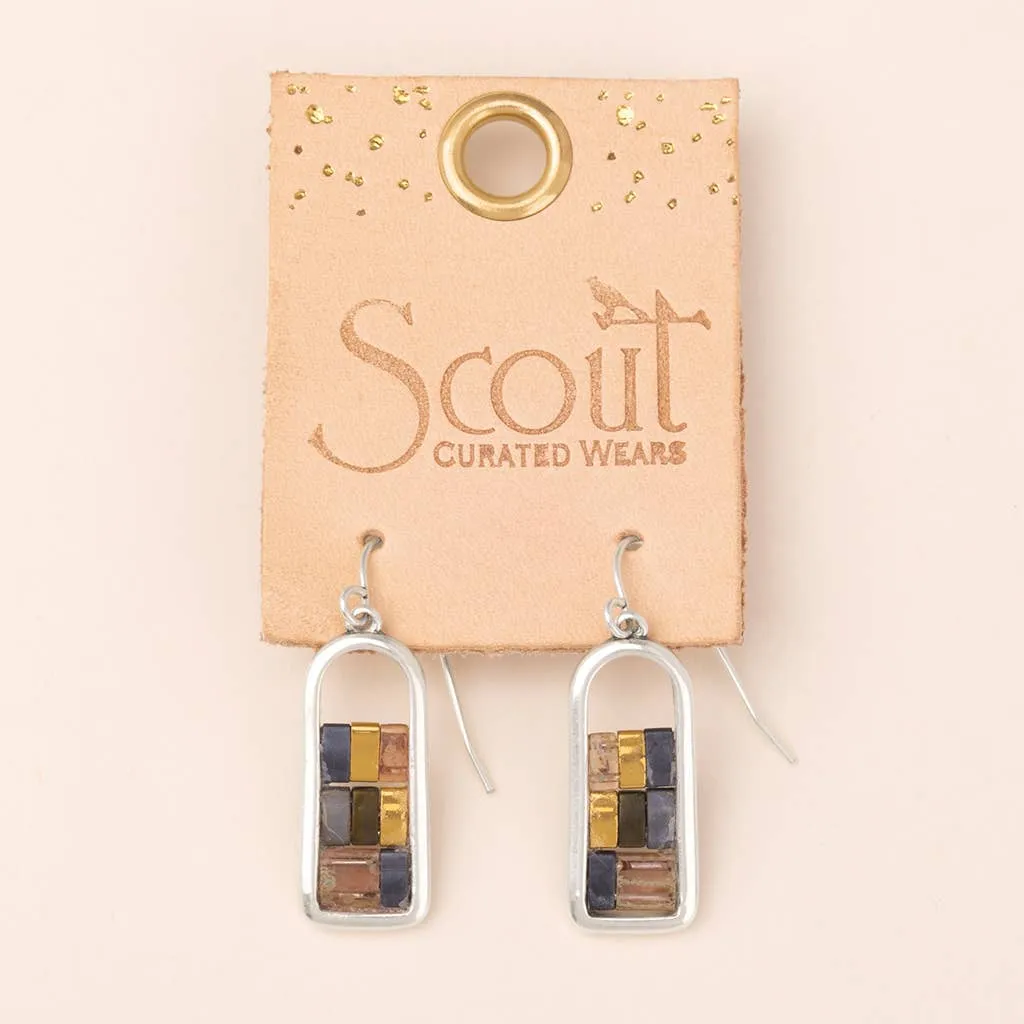 Good Karma Miyuki Frame Earring - Gunmetal / Silver