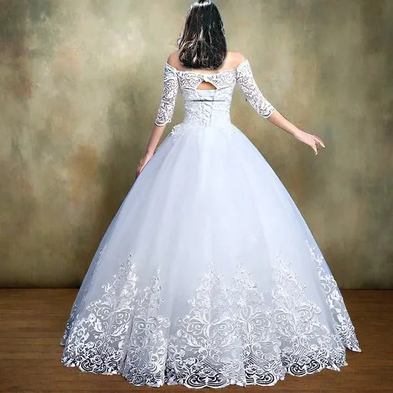 GownLink White Gown Bridal Dress Off Shoulder Style GLQD09