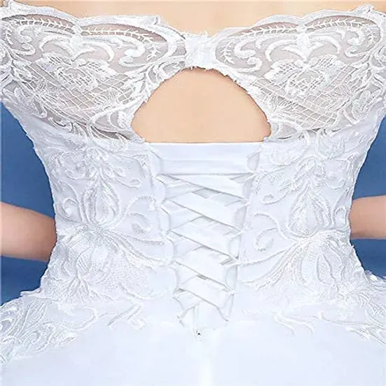GownLink White Gown Bridal Dress Off Shoulder Style GLQD09