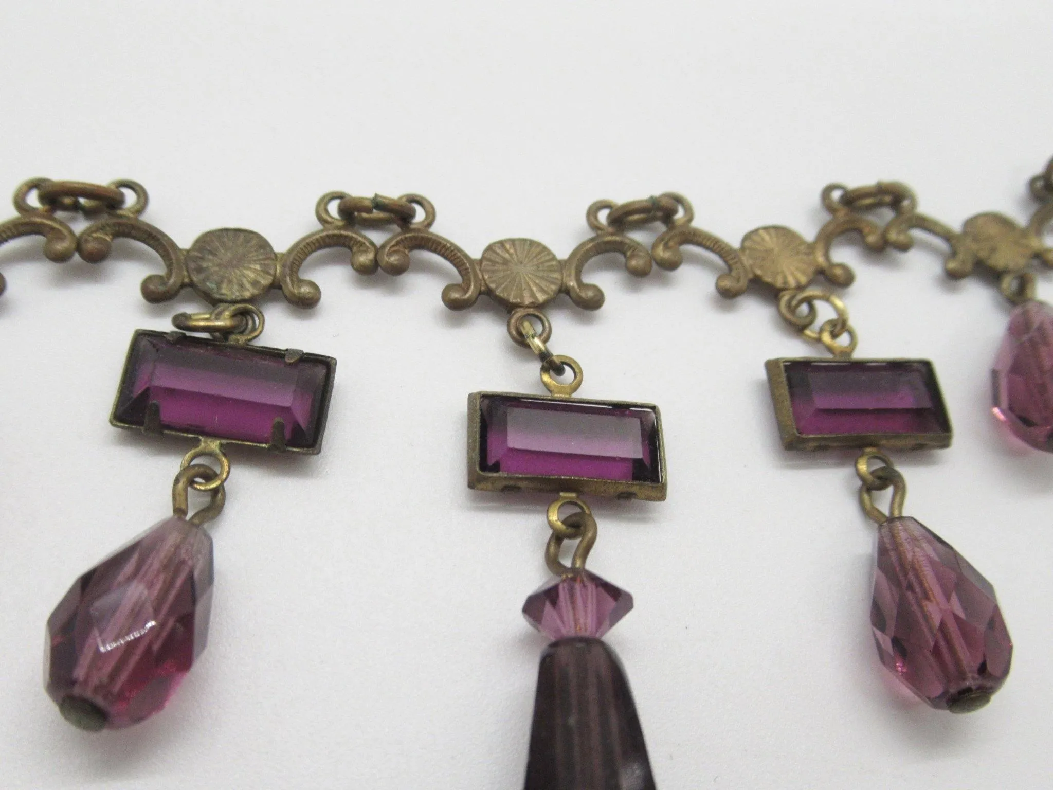 Graceful Vintage Filigree Choker with Purple Drops