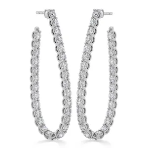 Hearts On Fire Large Signature Pear Diamond Hoops in 18K White Gold