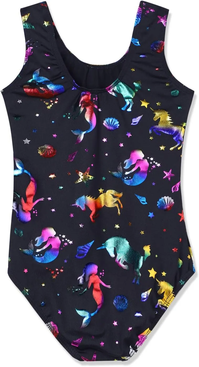 HOZIY Gymnastics Leotards for Girls Sleeveless Long Sleeve Snowflake Blue Purple Sequins Colorful Ribbons Pink Leopard Stripe