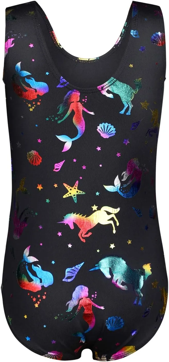 HOZIY Gymnastics Leotards for Girls Sleeveless Long Sleeve Snowflake Blue Purple Sequins Colorful Ribbons Pink Leopard Stripe