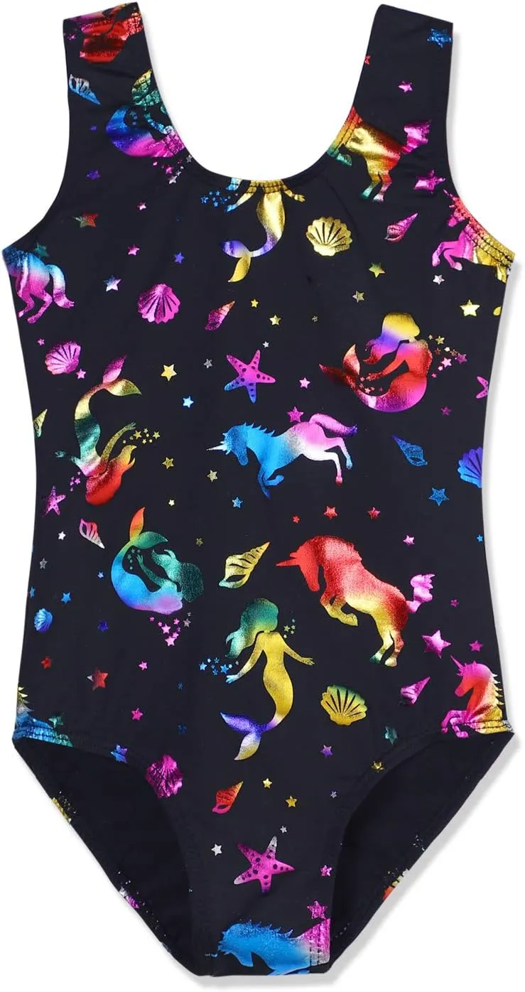 HOZIY Gymnastics Leotards for Girls Sleeveless Long Sleeve Snowflake Blue Purple Sequins Colorful Ribbons Pink Leopard Stripe