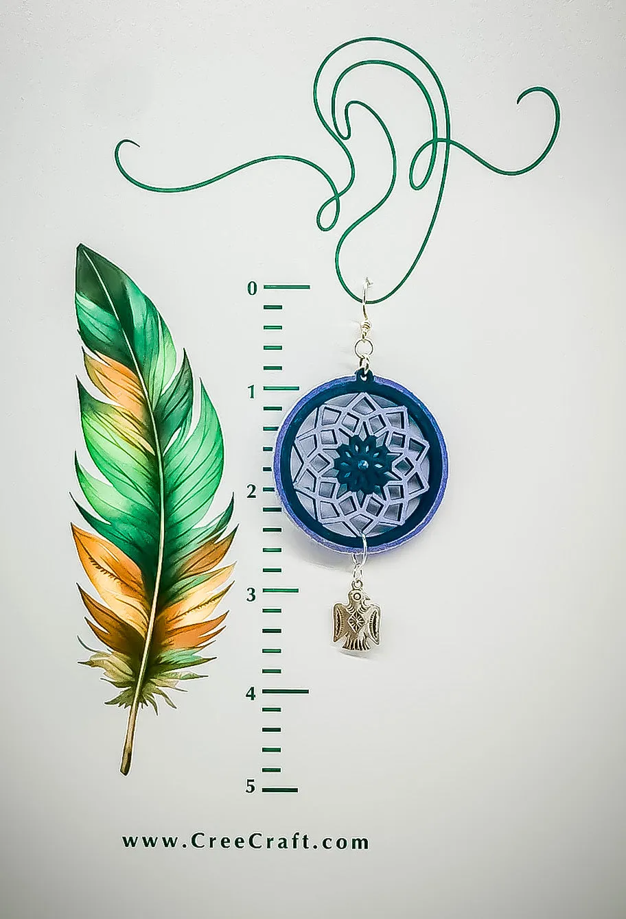 Indigenous Handmade Earrings - Dreamcatcher - 'Thunderbird'