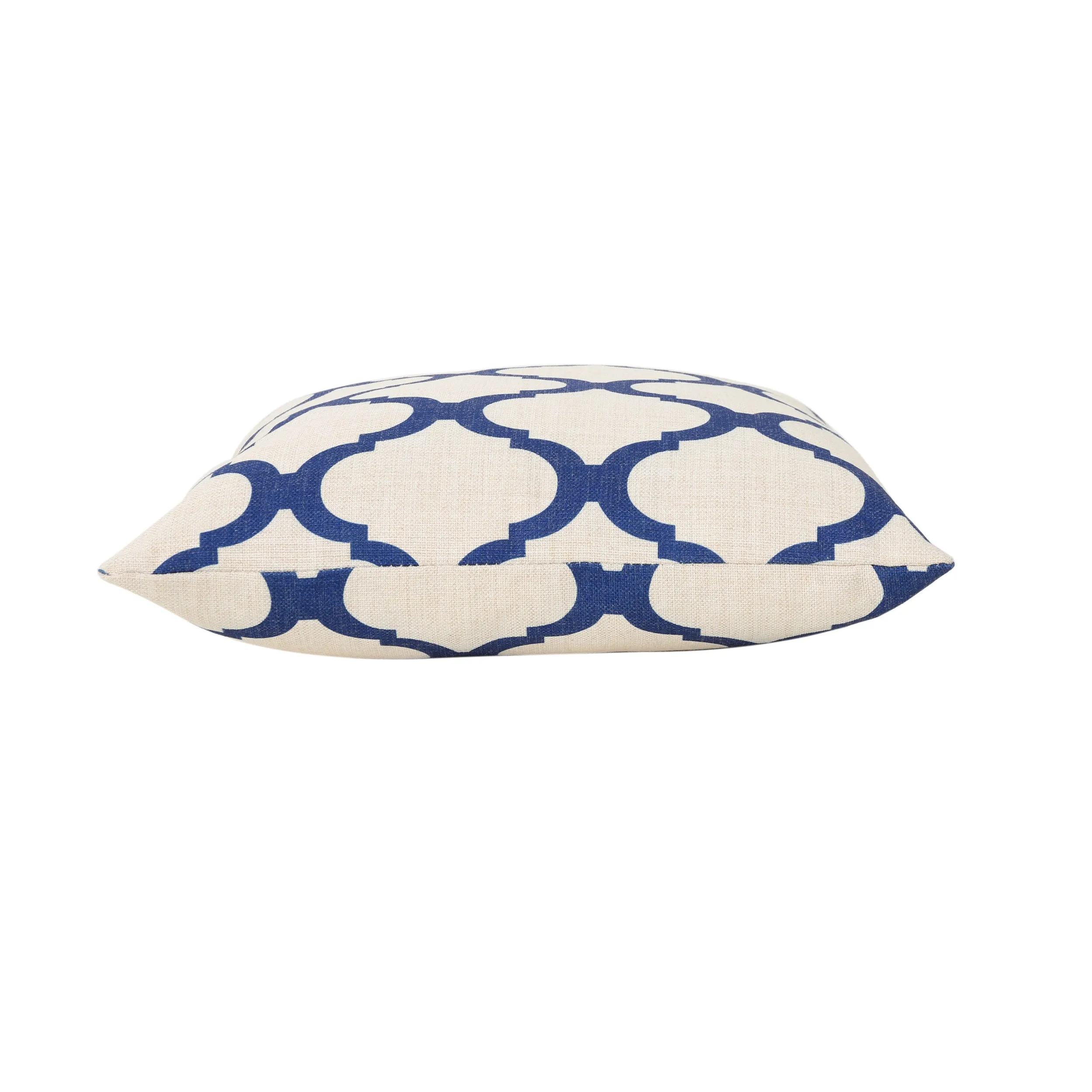 Isia Outdoor 18-inch Water Resistant Square Pillows, Blue on Beige