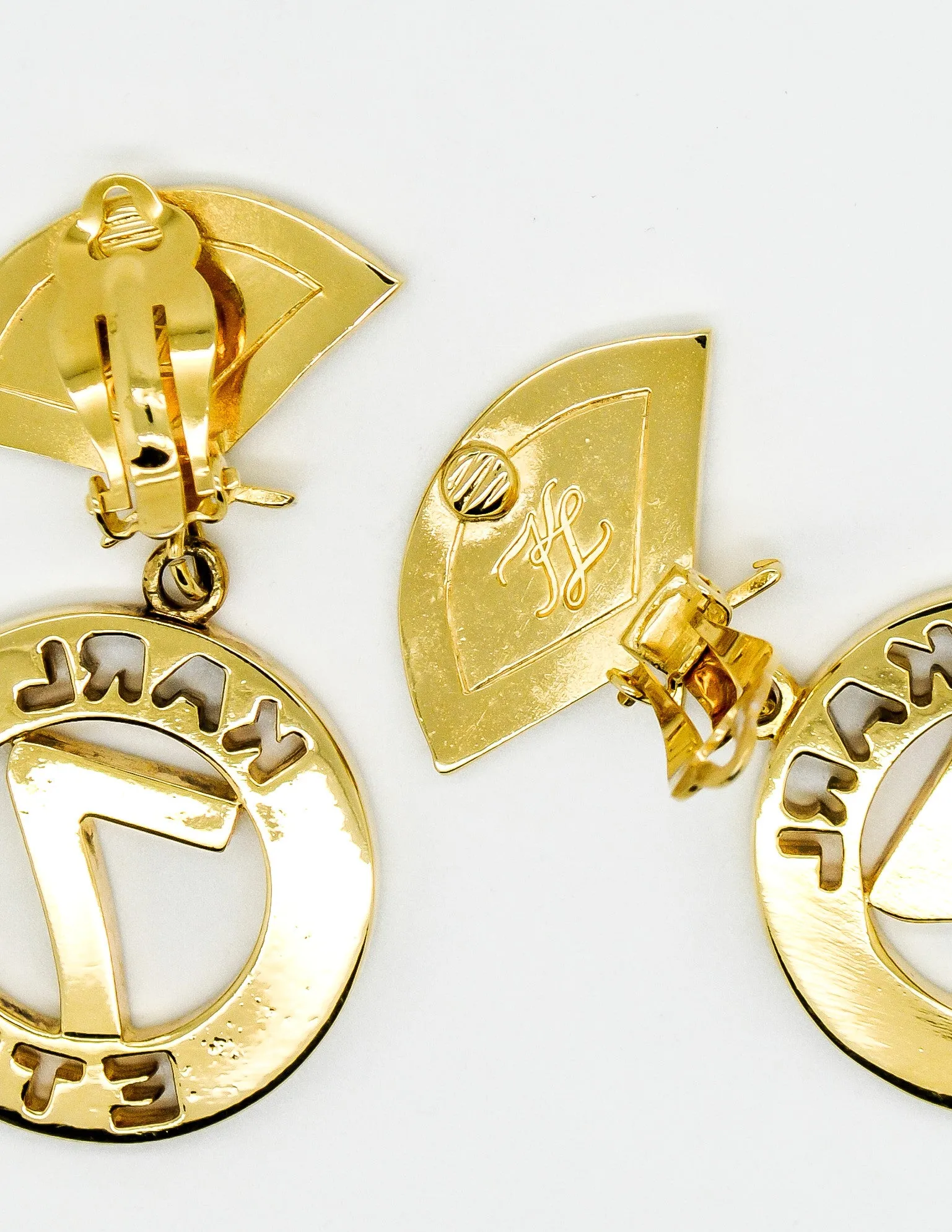 Karl Lagerfeld Vintage Gold Karl 7 Ete Circle Fan Earrings