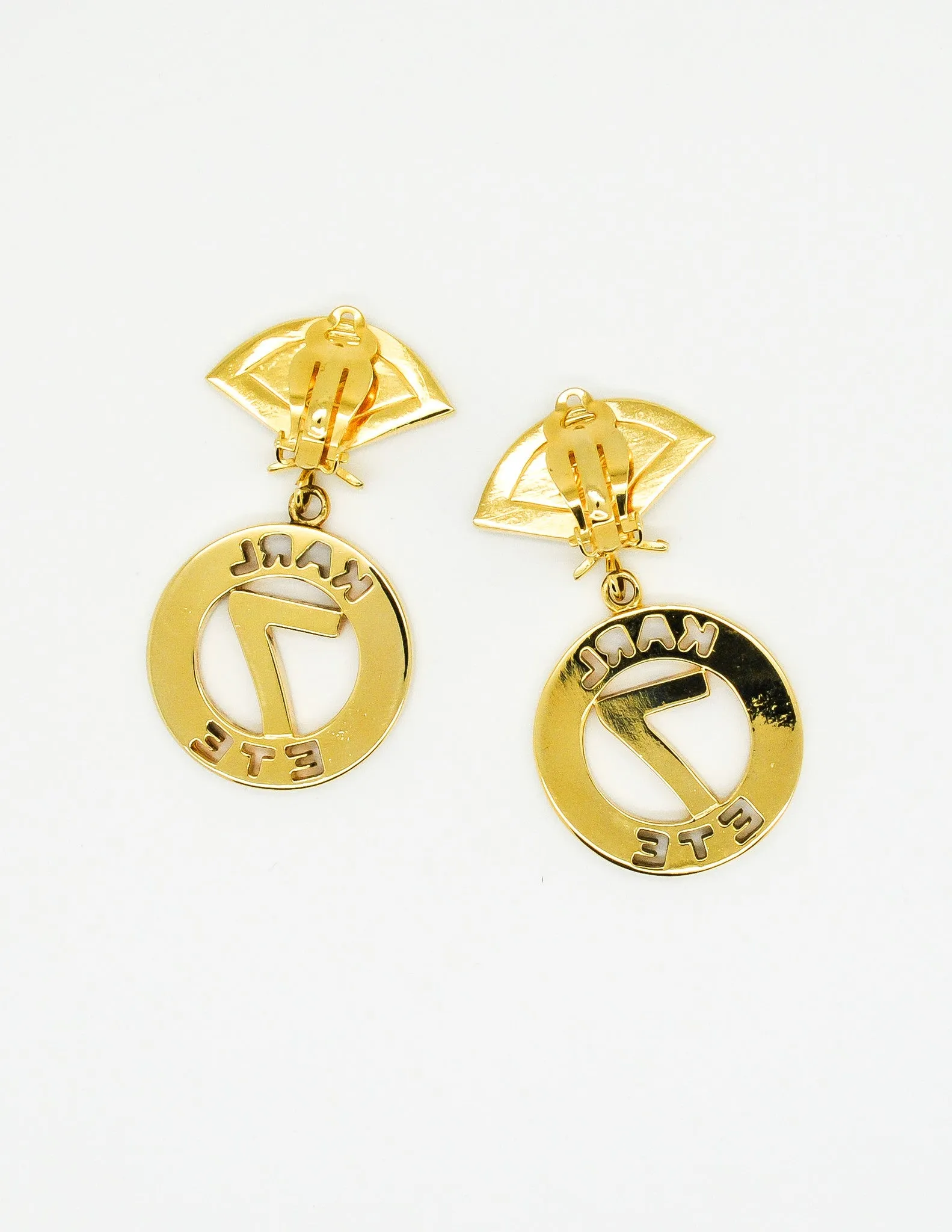 Karl Lagerfeld Vintage Gold Karl 7 Ete Circle Fan Earrings