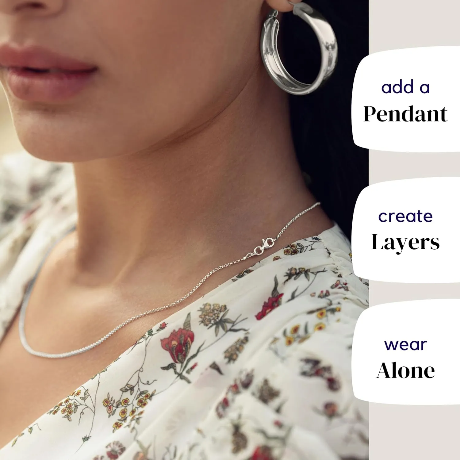 KISPER Solid 925 Sterling Silver Chain Necklace for Women Thin & Secure - Italian 1.6mm Diamond Cut Cable Link with Lobster Clasp - Made in Italy (16-30 Inch)