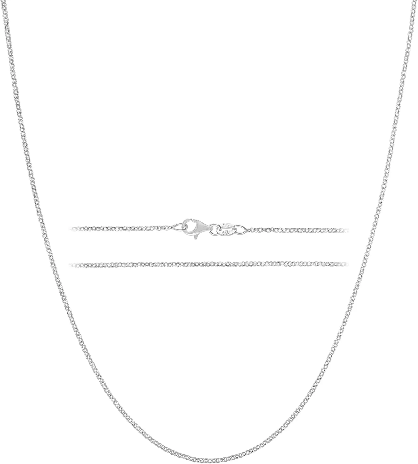 KISPER Solid 925 Sterling Silver Chain Necklace for Women Thin & Secure - Italian 1.6mm Diamond Cut Cable Link with Lobster Clasp - Made in Italy (16-30 Inch)