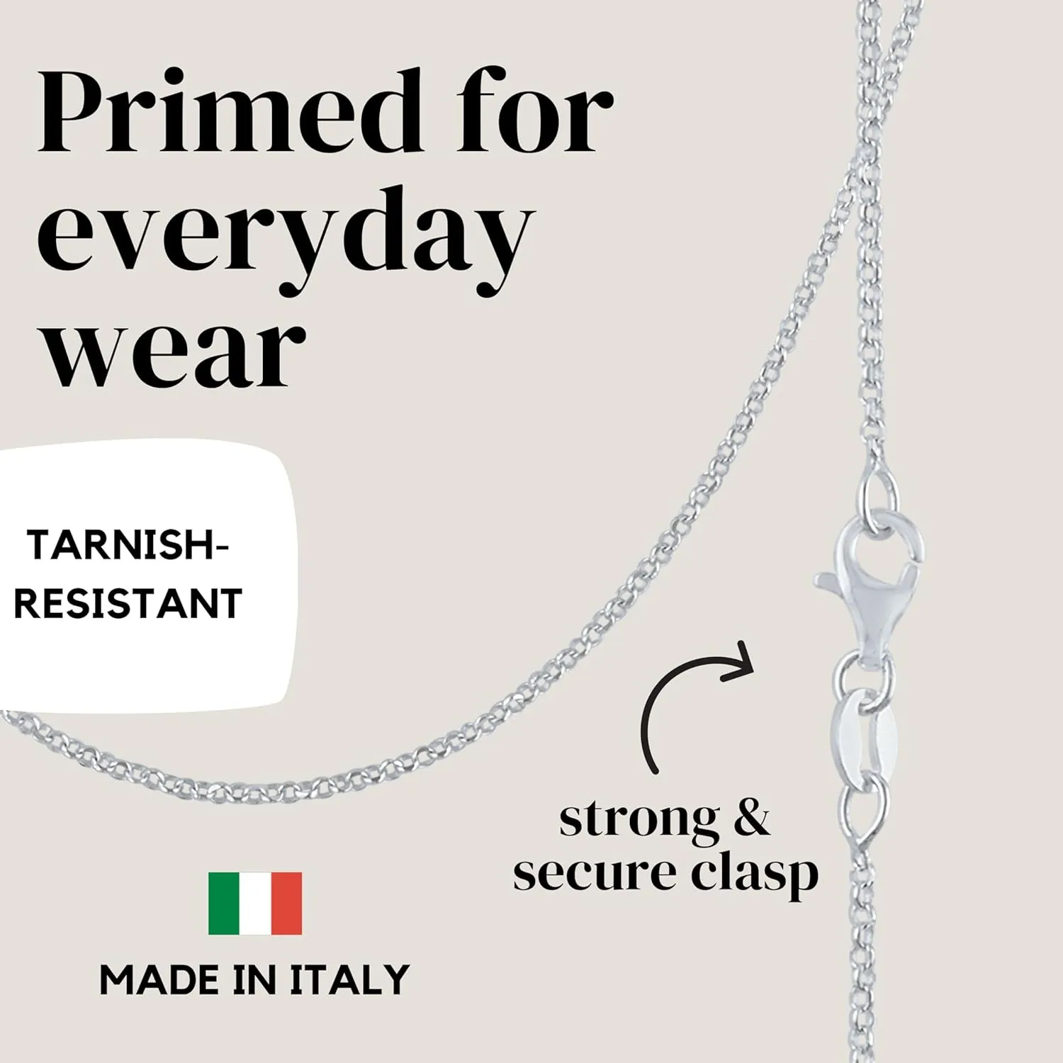 KISPER Solid 925 Sterling Silver Chain Necklace for Women Thin & Secure - Italian 1.6mm Diamond Cut Cable Link with Lobster Clasp - Made in Italy (16-30 Inch)