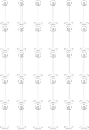 Kridzisw 16G 18G Clear Plastic Push in Lip Labret Medusa Monroe Nose Piercing Retainers for Surgery Sport Work Bioflex Flat Back Tragus Helix Catilage Conch Earrings for Women Men 6mm 8mm 10mm 12mm