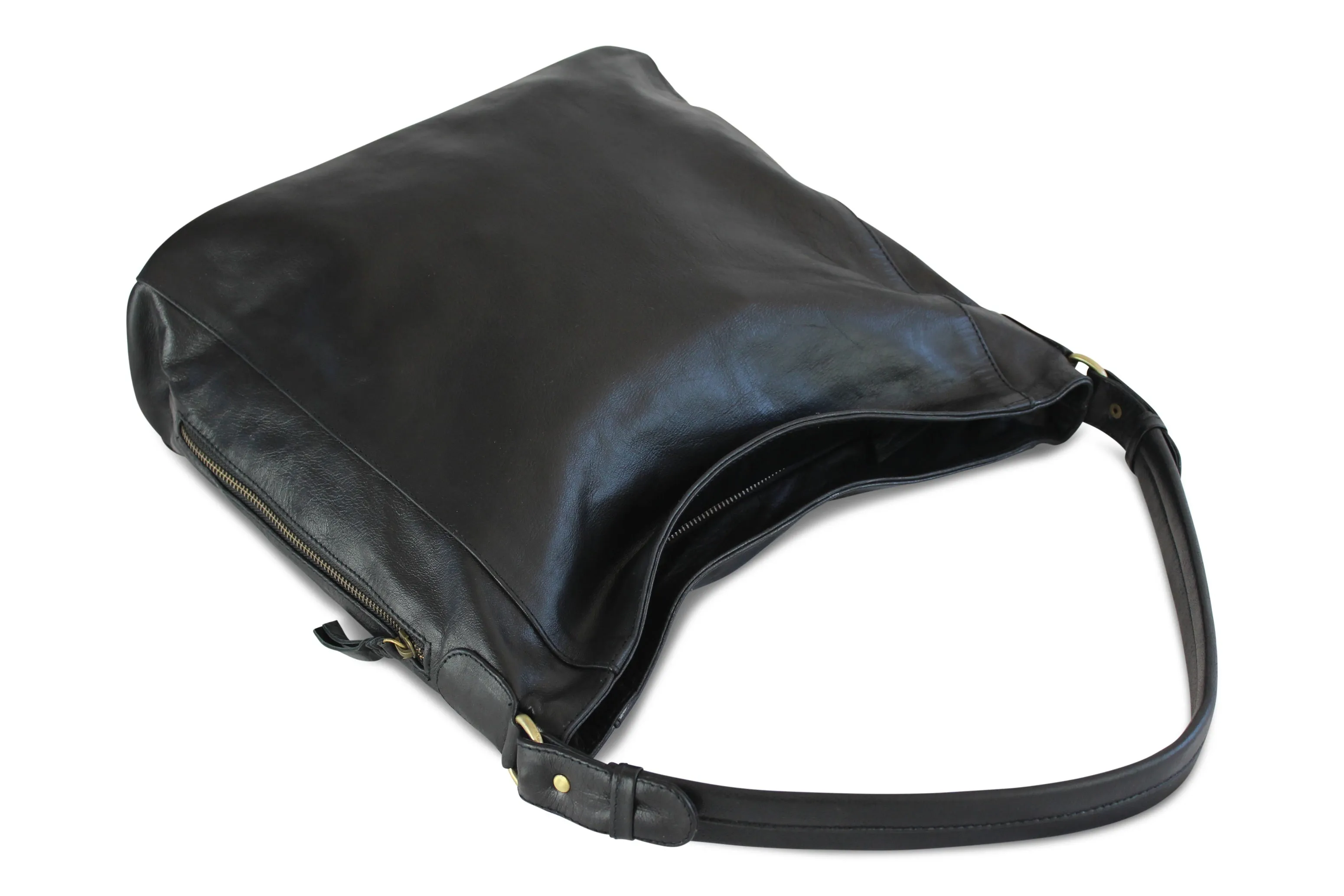 LOLA HOBO LEATHER HANDBAG IN BLACK