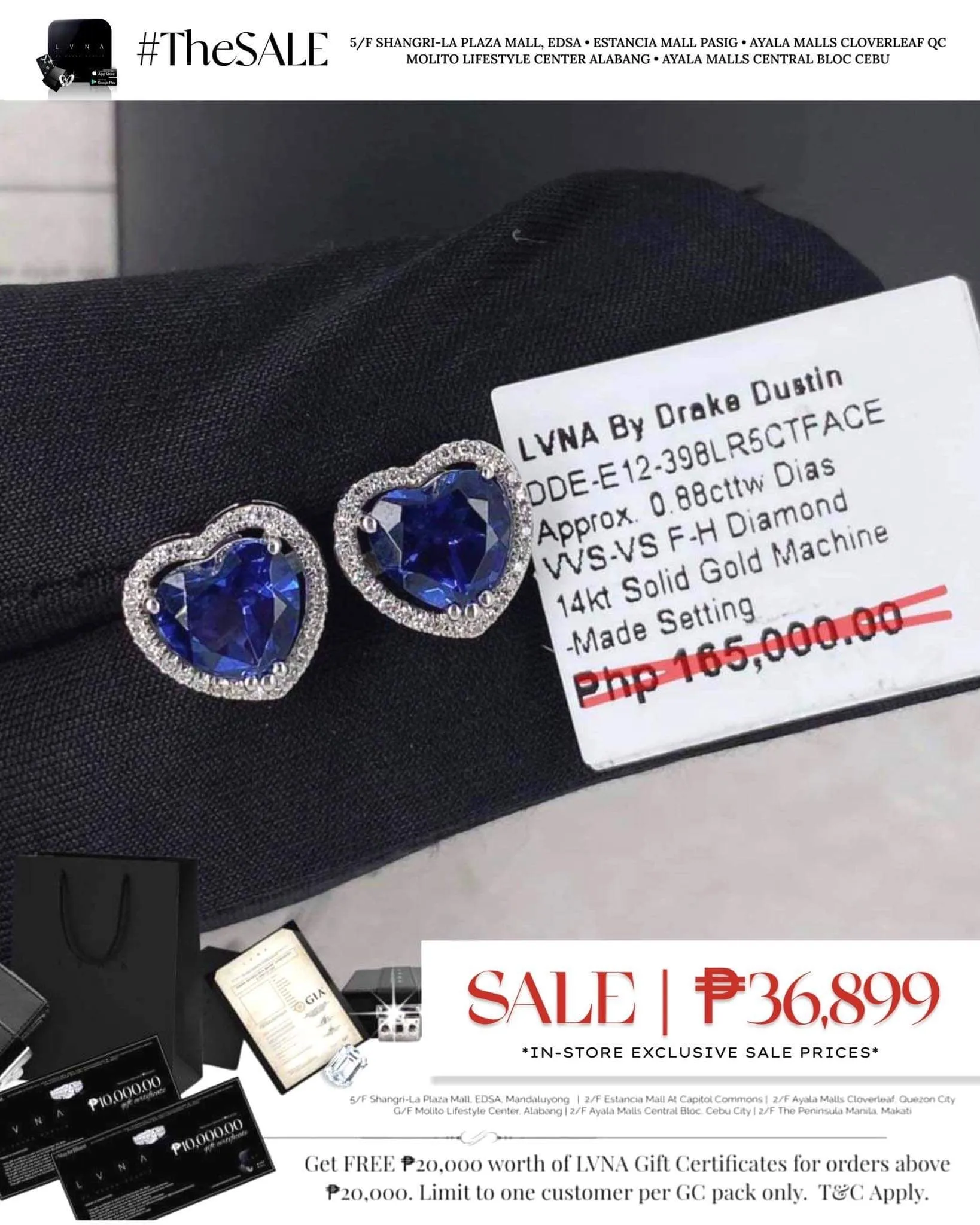 #LVNA2024 | Heart Blue Sapphire Stud Diamond Earrings 14kt