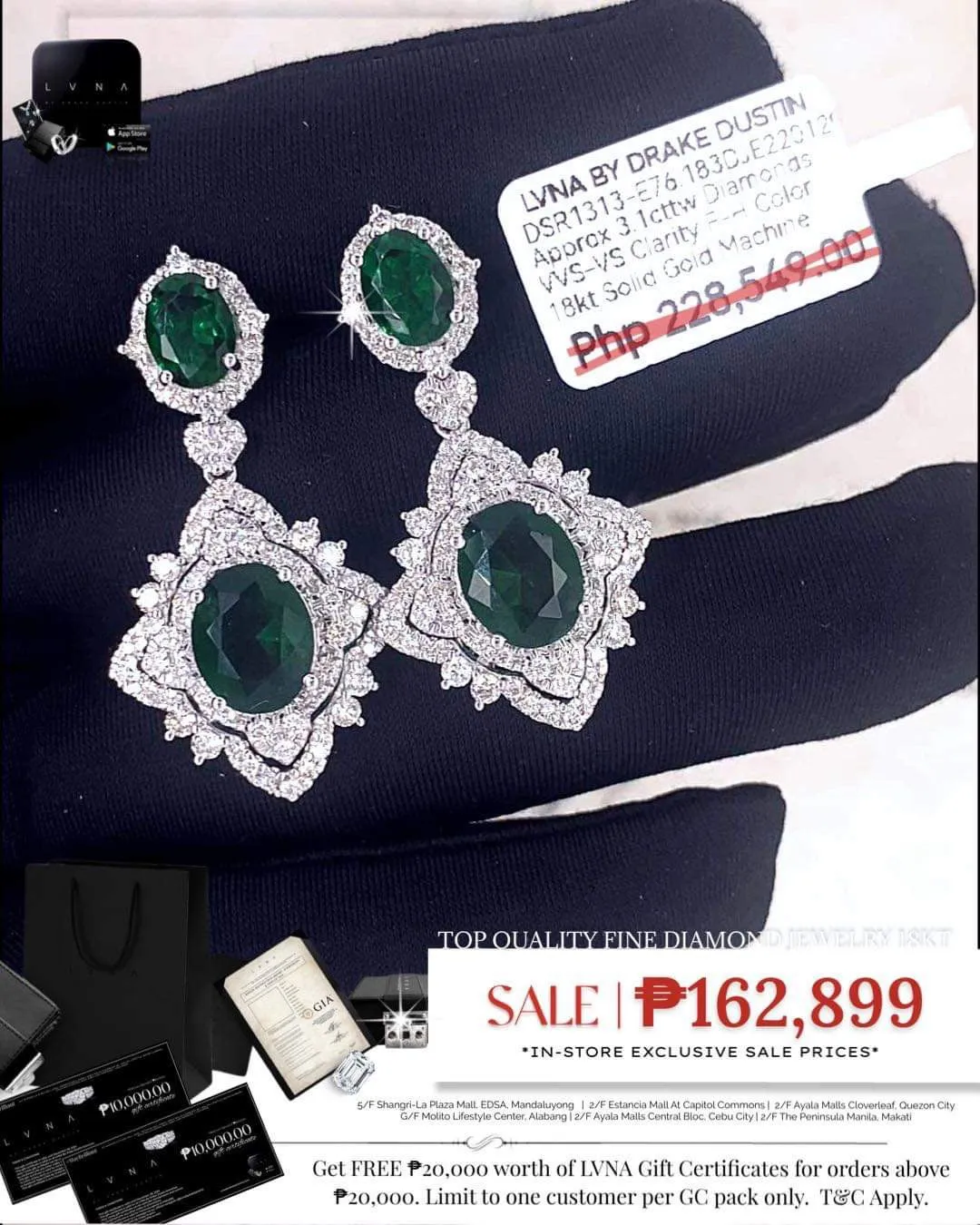 #LVNA2024 | LVNA Signatures Columbian Green Emerald Dangling Diamond Earrings 18kt