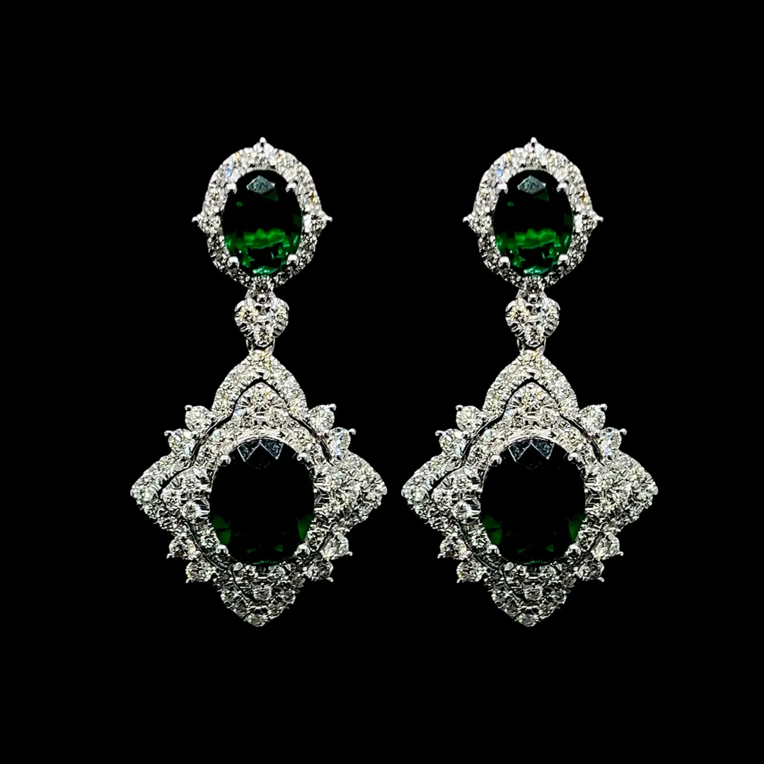 #LVNA2024 | LVNA Signatures Columbian Green Emerald Dangling Diamond Earrings 18kt