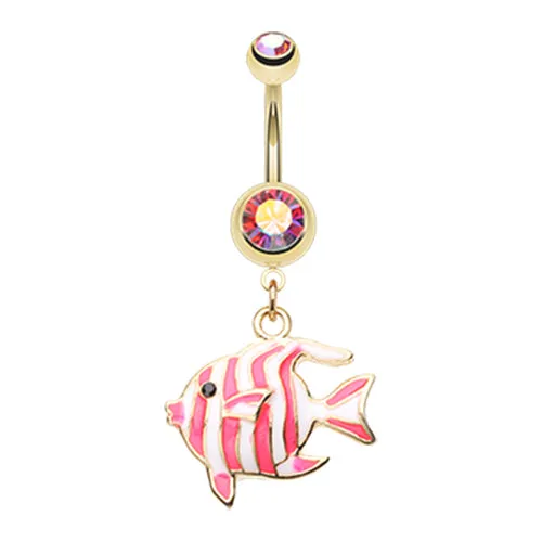 Marine Fish Belly Dangles in Gold