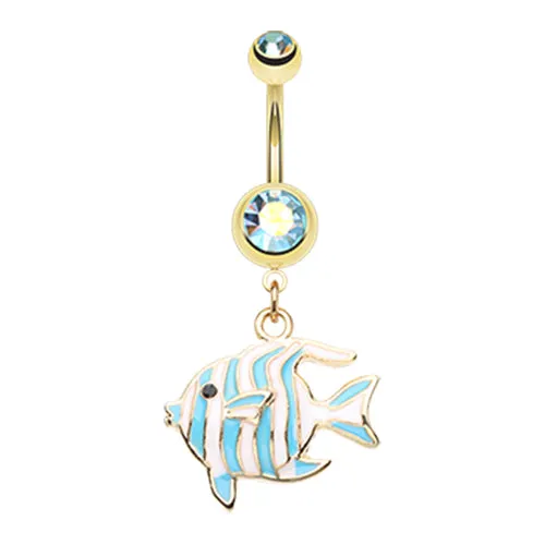 Marine Fish Belly Dangles in Gold
