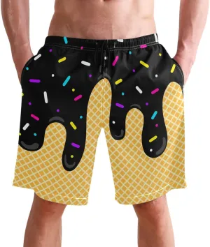 Men's Swim Trunks Quick Dry Swimming Shorts with Mesh Lining and Pocket Pink Christmas Santa Claus Swimsuit Trunks