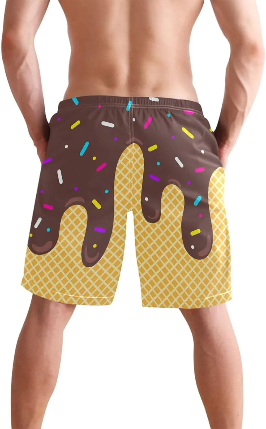 Men's Swim Trunks Quick Dry Swimming Shorts with Mesh Lining and Pocket Pink Christmas Santa Claus Swimsuit Trunks