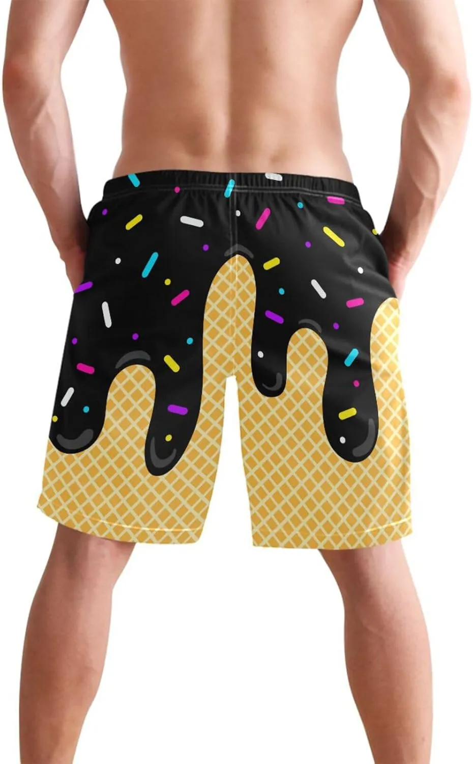 Men's Swim Trunks Quick Dry Swimming Shorts with Mesh Lining and Pocket Pink Christmas Santa Claus Swimsuit Trunks