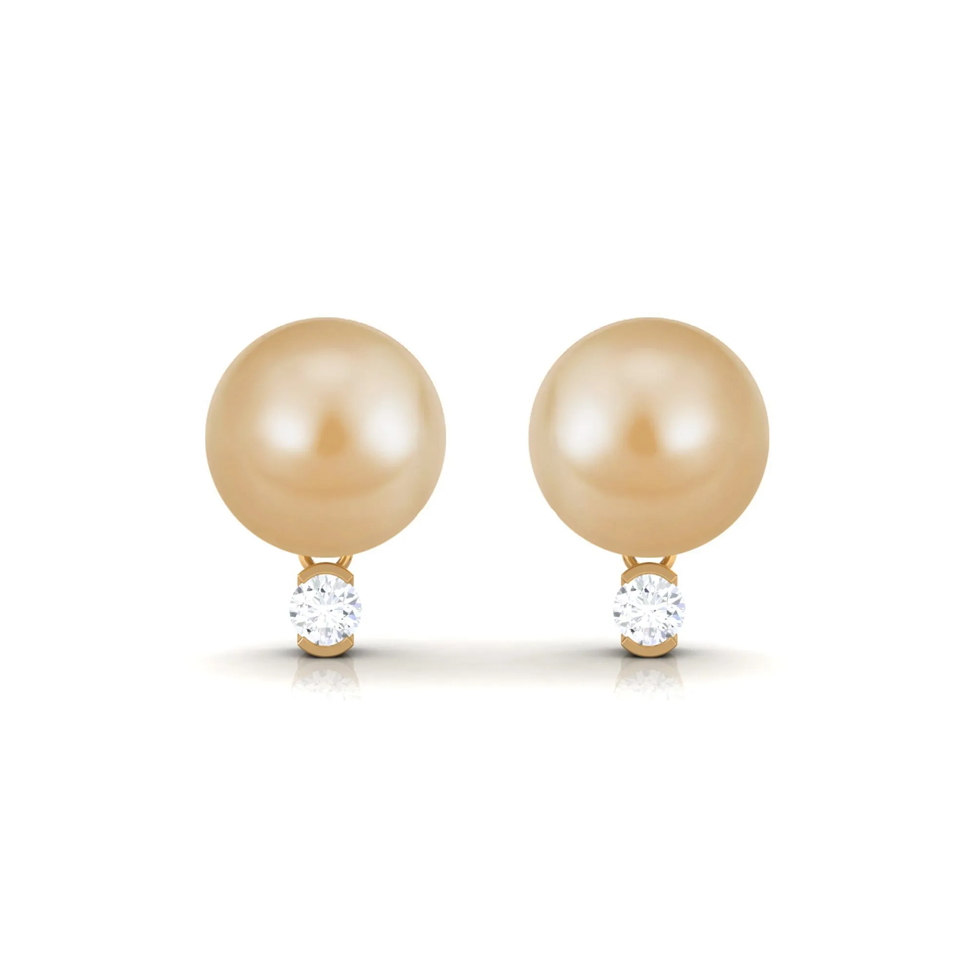 Minimal South Sea Pearl Solitaire Stud Earrings with Diamond