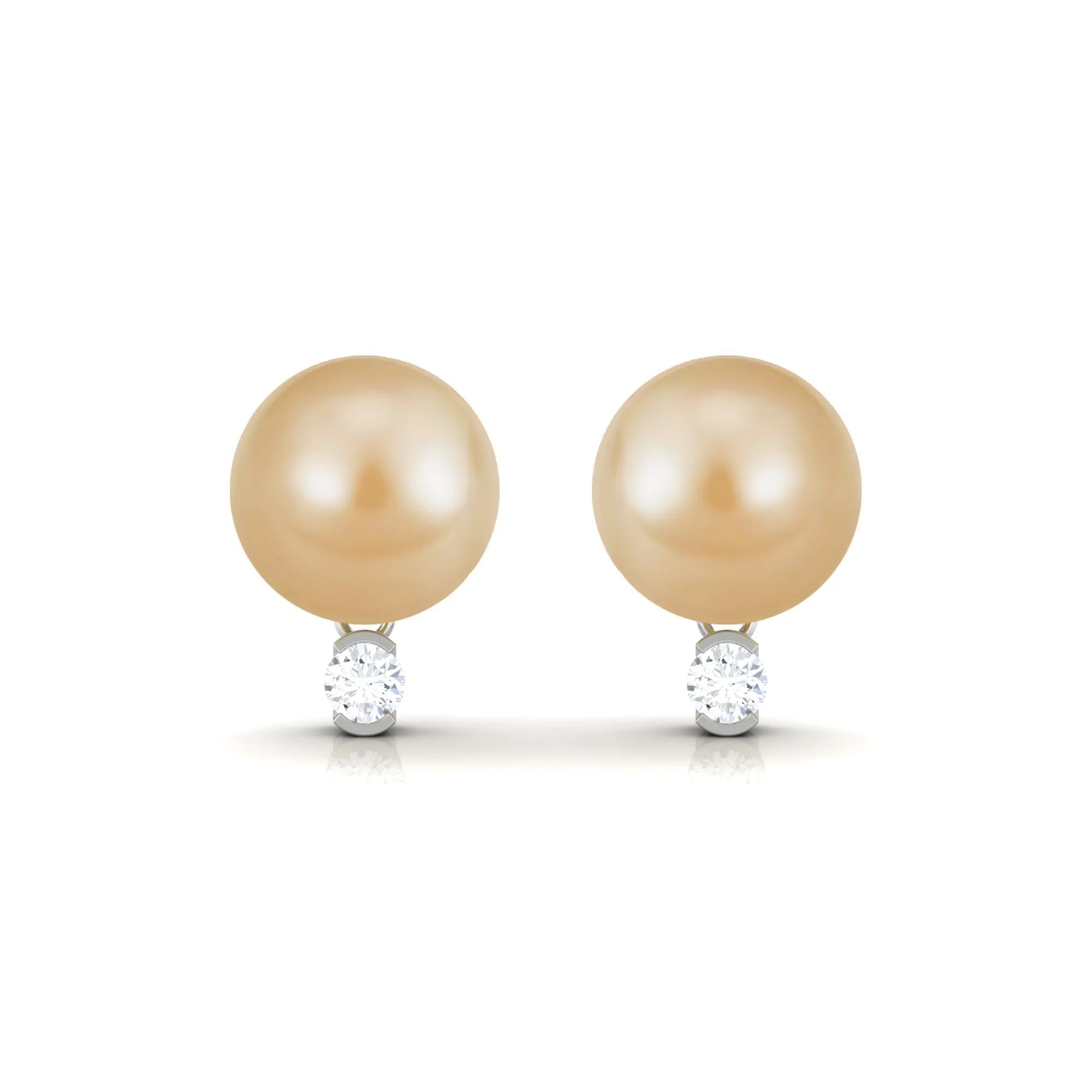 Minimal South Sea Pearl Solitaire Stud Earrings with Diamond