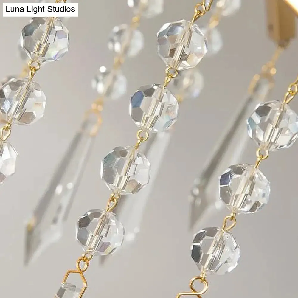 Modern Crystal Waterfall Chandelier - Brass Ceiling Hanging Light, 3/4 Bulbs, 18.5"/22.5" Wide