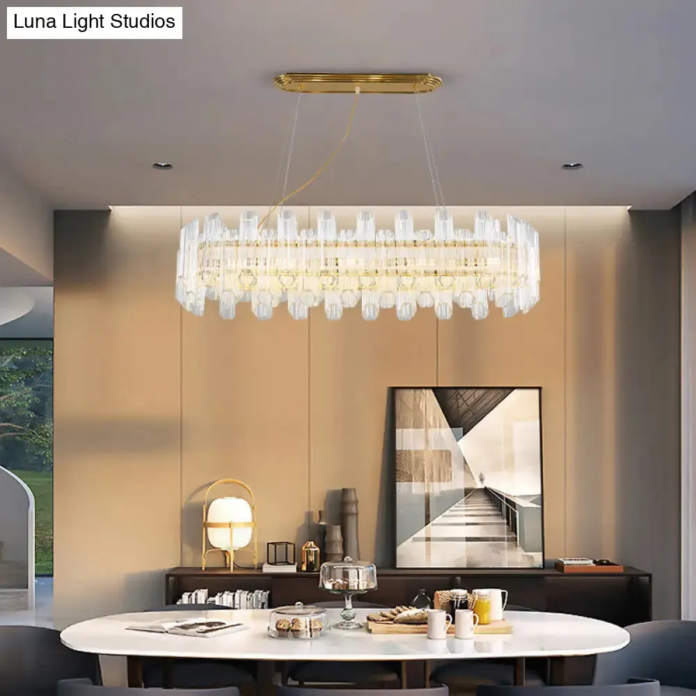Modern Gold Crystal LED Chandelier - 10 Heads Pendant Light for Living Room