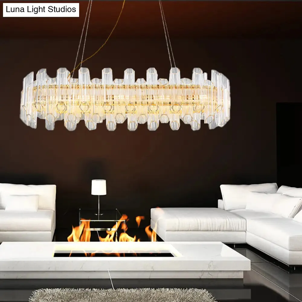 Modern Gold Crystal LED Chandelier - 10 Heads Pendant Light for Living Room