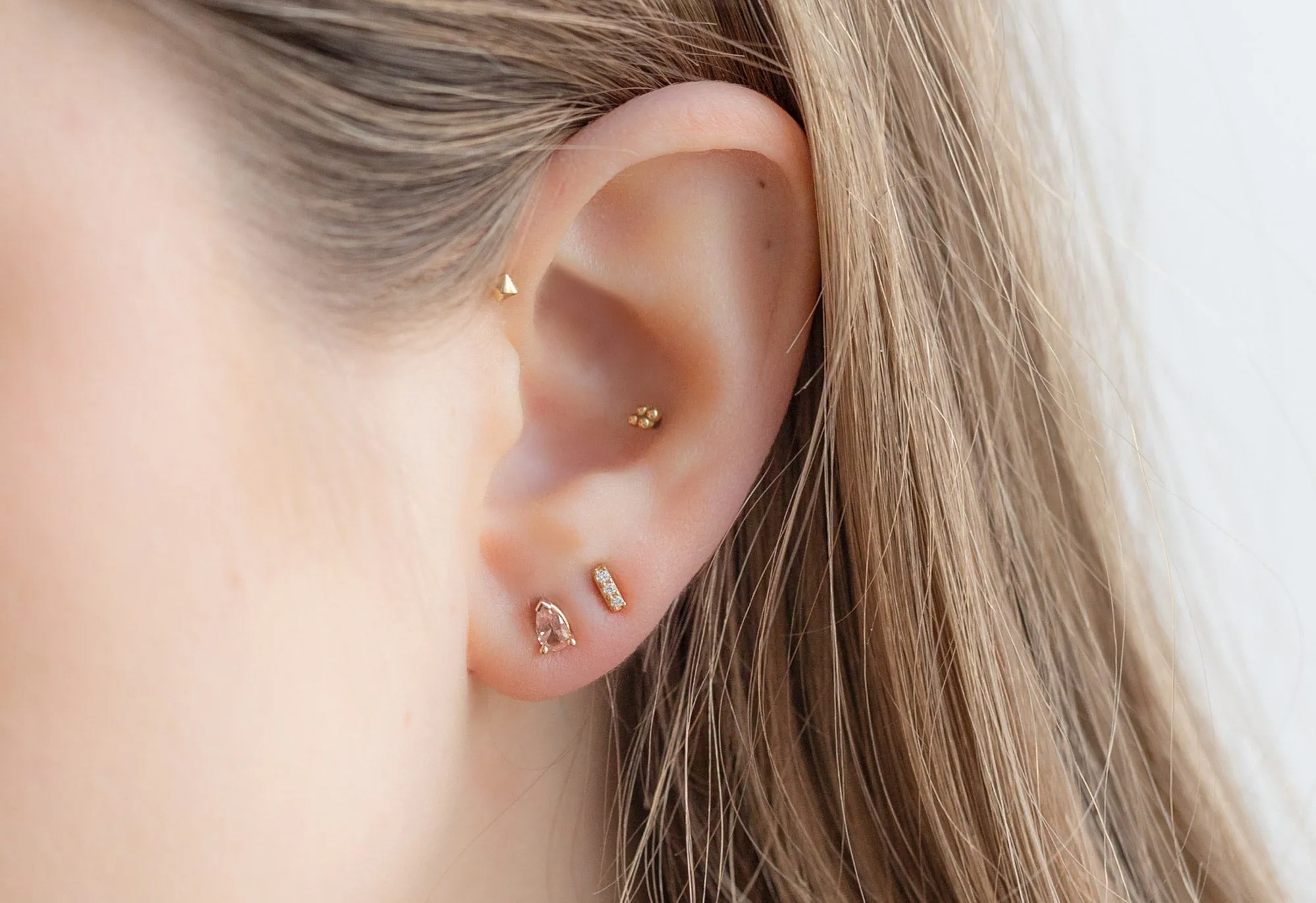 Peachy-Pink Sunstone Stud Earrings