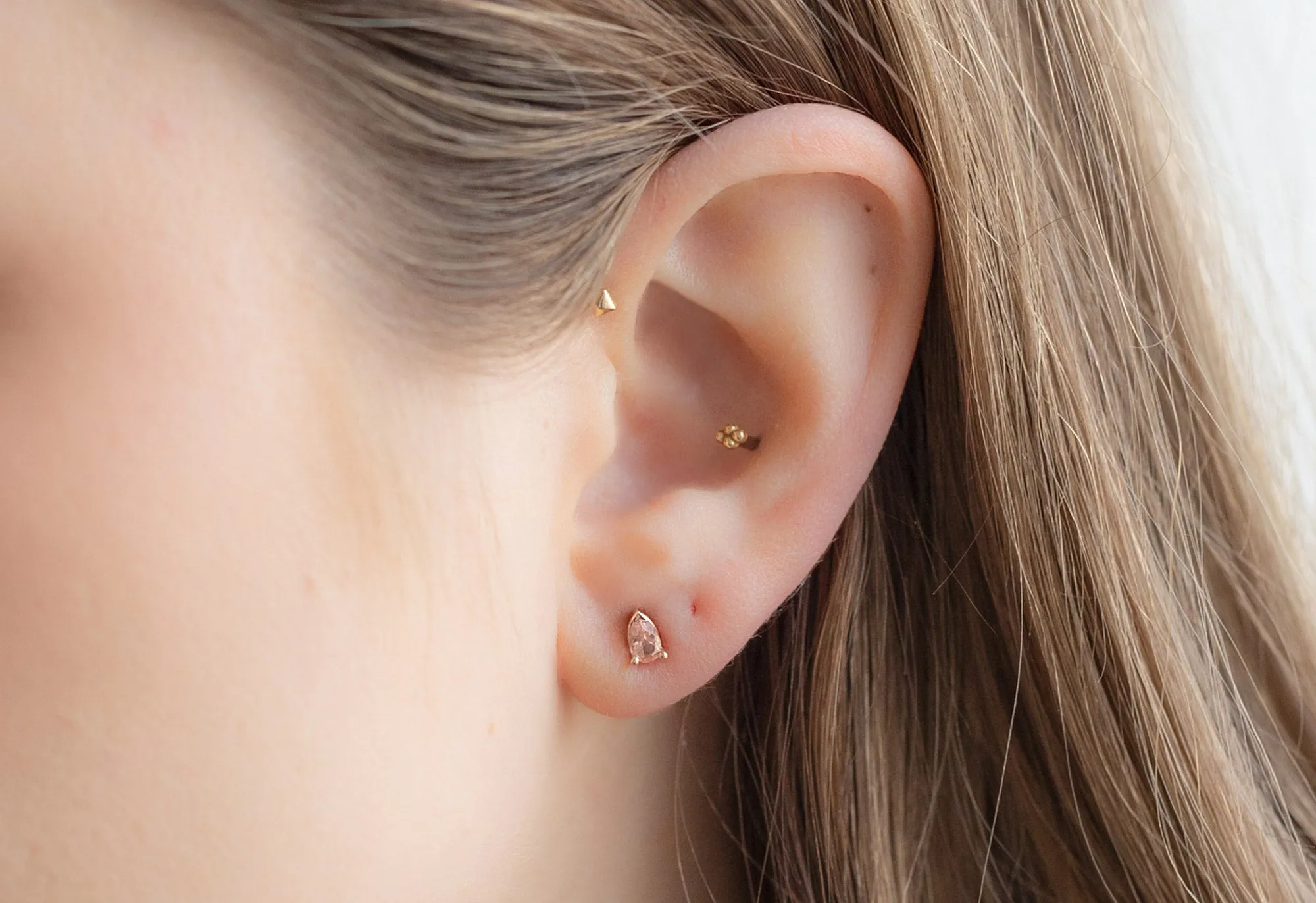 Peachy-Pink Sunstone Stud Earrings