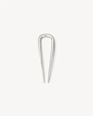 Petite Oval French Hair Pin in Silver