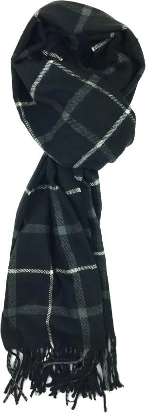 Plum Feathers Plaid Check and Solid Cashmere Feel Winter Scarf, Warm Scarfs, Cold Weather Accessories, Fringe Scarves