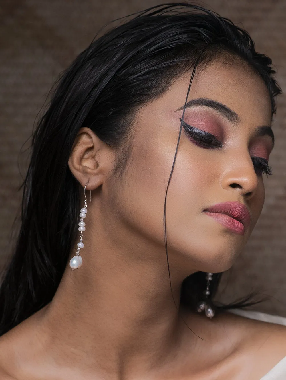 Pure Silver Earrings With Semi Precious Stones - Pearl Twinnings