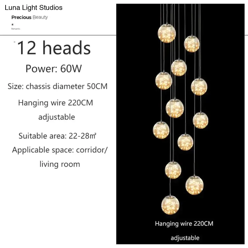 Raloo  - Modern Led Glass Ball  Chandelier