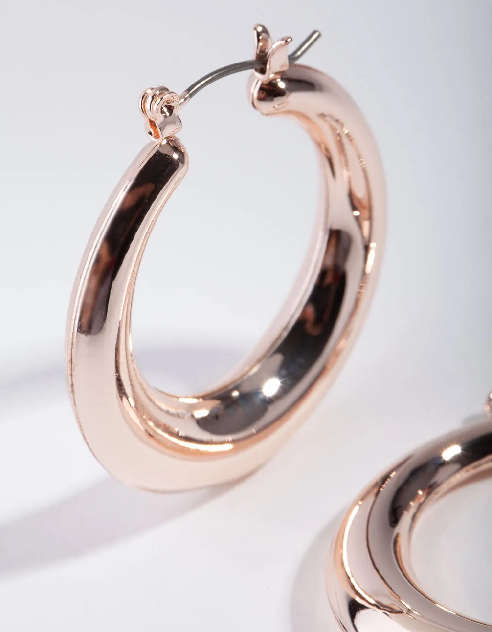 Rose Gold Basic Smooth Hoop Earrings