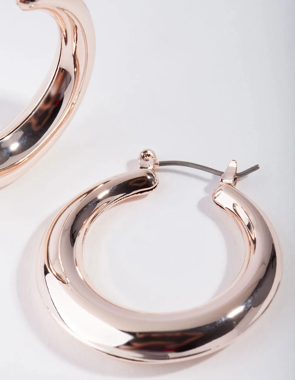 Rose Gold Basic Smooth Hoop Earrings
