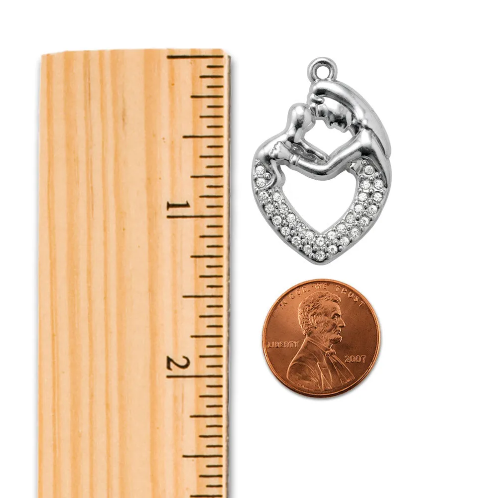 Silver Mother and Child Charm Dangle Earrings