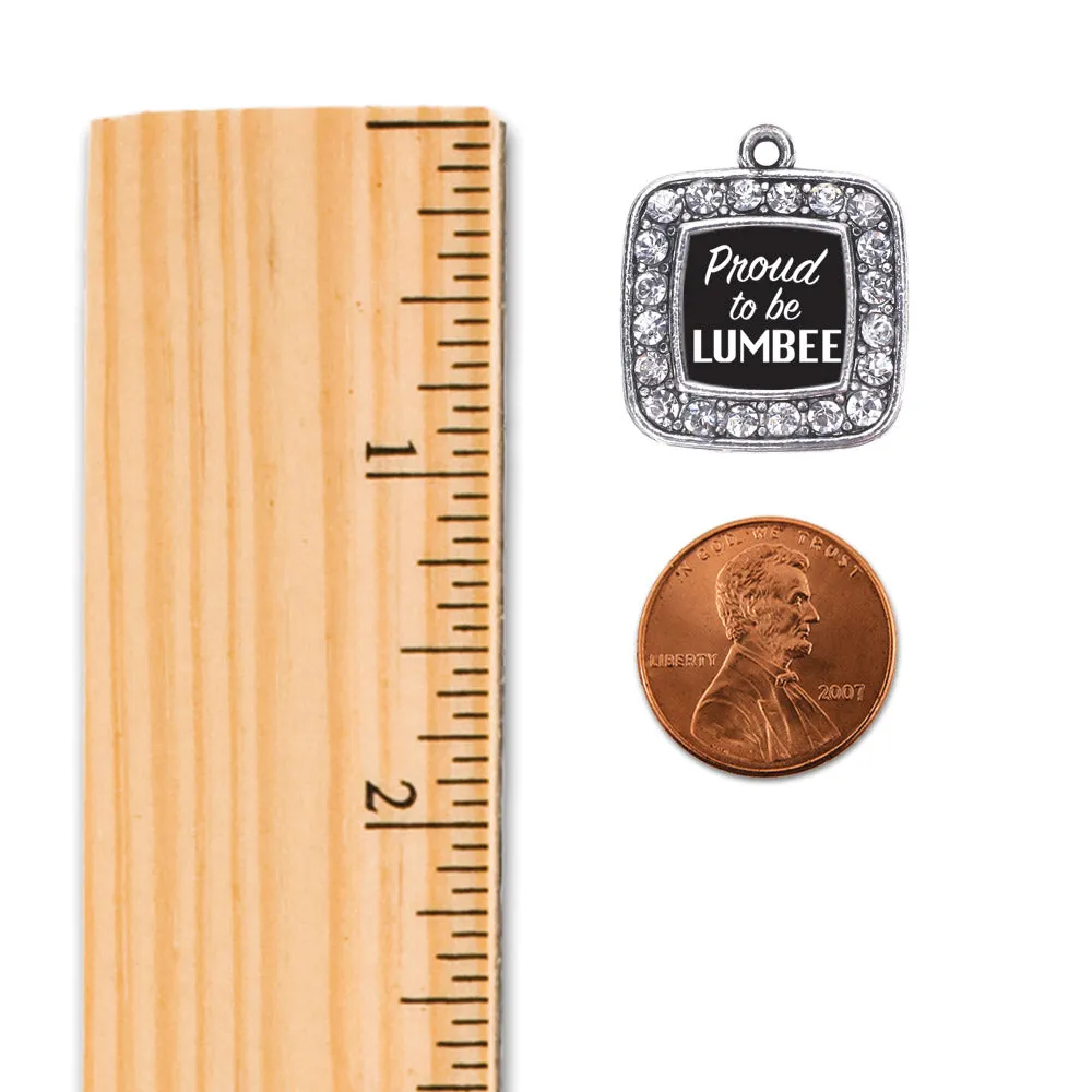 Silver Proud To Be Lumbee Square Charm Dangle Earrings