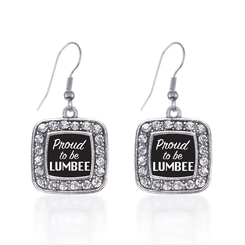 Silver Proud To Be Lumbee Square Charm Dangle Earrings