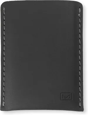 Slim Leather Wallet  Minimalist Card Holder for Men & Women  Front Pocket Design  Easy Bottom Access  Holds 210 Cards  Premium Leather  Full Protection (Black)