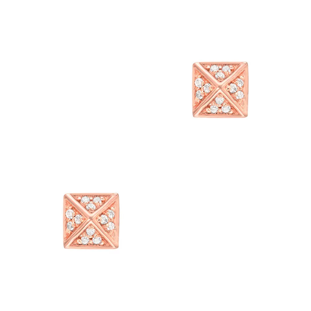Small Diamond Pyramid Post Earrings