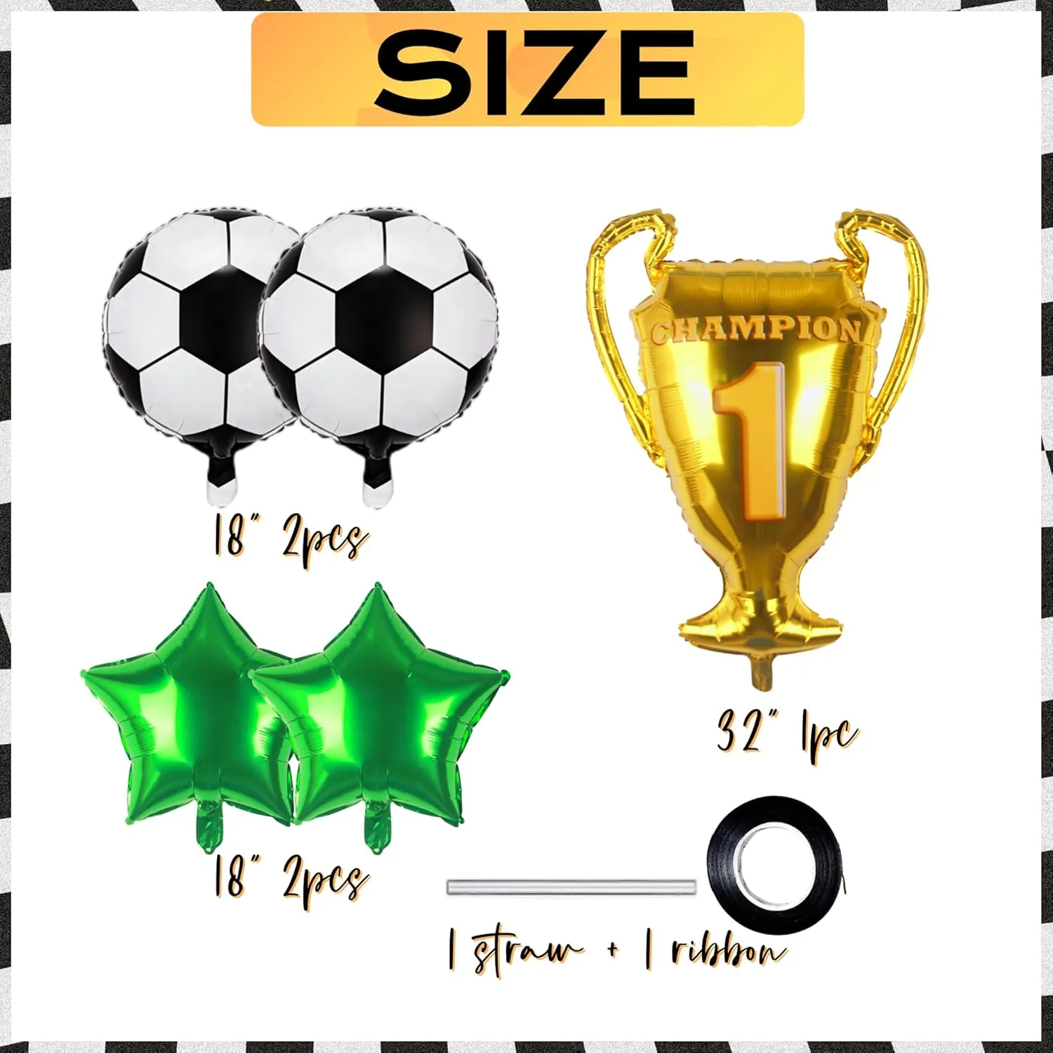 Soccer Balloons Championship Trophy Balloon, 32 Inch Foil Mylar Gold Champion Balloon First Prize Soccer Party Decorations World Cup Sport Theme Birthday Party Balloons Decorations Supplies Decor