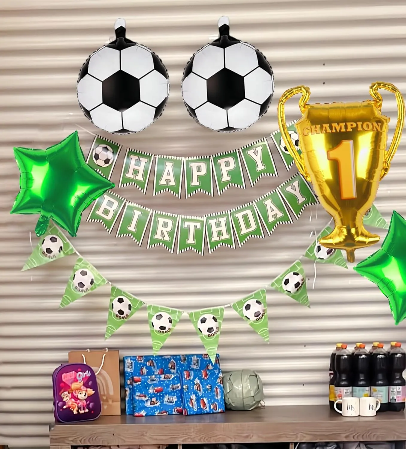 Soccer Balloons Championship Trophy Balloon, 32 Inch Foil Mylar Gold Champion Balloon First Prize Soccer Party Decorations World Cup Sport Theme Birthday Party Balloons Decorations Supplies Decor